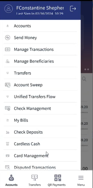 Account Sweep Navigation